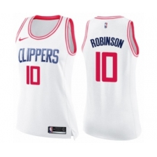Women's Nike Los Angeles Clippers #10 Jerome Robinson Swingman Whi Pink Fashion NBA Jersey