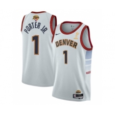 Men's Denver Nuggets #1 Michael Porter Jr. White 2023 Finals Champions Icon Edition Stitched Basketball Jersey