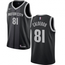 Men's Nike Detroit Pistons #81 Jose Calderon Swingman Black NBA Jersey - City Edition