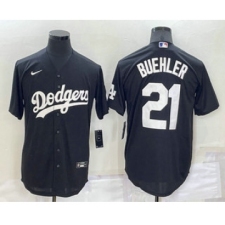 Men's Los Angeles Dodgers #21 Walker Buehler Black Turn Back The Clock Stitched Cool Base Jersey