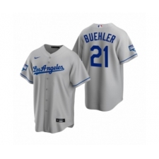 Men's Los Angeles Dodgers #21 Walker Buehler Gray 2020 World Series Champions Road Replica Jersey