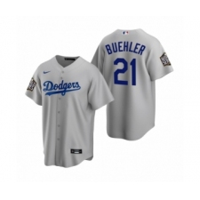 Men's Los Angeles Dodgers #21 Walker Buehler Gray 2020 World Series Replica Jersey