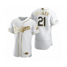 Men's Los Angeles Dodgers #21 Walker Buehler Nike White Authentic Golden Edition Jersey
