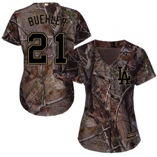 Women's Majestic Los Angeles Dodgers #21 Walker Buehler Authentic Camo Realtree Collection MLB Jersey