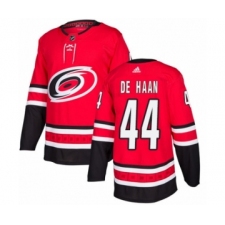 Men's Adidas Carolina Hurricanes #44 Calvin De Haan Premier Red Home NHL Jersey