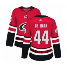Women's Adidas Carolina Hurricanes #44 Calvin De Haan Premier Red Home NHL Jersey