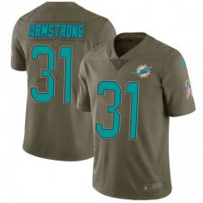 Youth Nike Miami Dolphins #31 Cornell Armstrong Olive Stitched NFL Limited 2017 Salute to Service Jersey