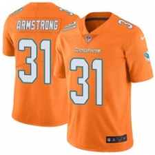 Youth Nike Miami Dolphins #31 Cornell Armstrong Orange Stitched NFL Limited Rush Jersey