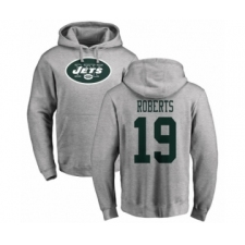 NFL Nike New York Jets #19 Andre Roberts Ash Name & Number Logo Pullover Hoodie