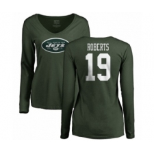NFL Women's Nike New York Jets #19 Andre Roberts Green Name & Number Logo Long Sleeve T-Shirt