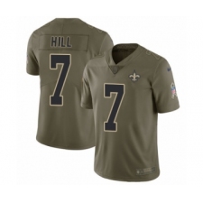 Men's Nike New Orleans Saints #7 Taysom Hill Limited Olive 2017 Salute to Service NFL Jersey