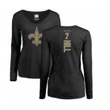 NFL Women's Nike New Orleans Saints #7 Taysom Hill Black Backer Slim Fit Long Sleeve T-Shir