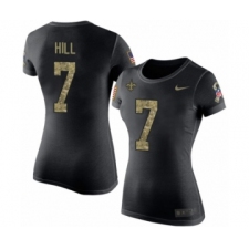 NFL Women's Nike New Orleans Saints #7 Taysom Hill Black Camo Salute to Service T-Shirt