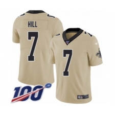 Youth New Orleans Saints #7 Taysom Hill Limited Gold Inverted Legend 100th Season Football Jersey