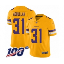 Men's Minnesota Vikings #31 Ameer Abdullah Limited Gold Inverted Legend 100th Season Football Jersey