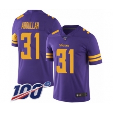 Men's Minnesota Vikings #31 Ameer Abdullah Limited Purple Rush Vapor Untouchable 100th Season Football Jersey