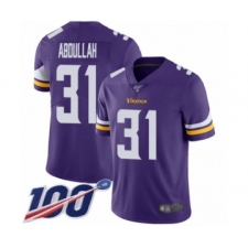 Men's Minnesota Vikings #31 Ameer Abdullah Purple Team Color Vapor Untouchable Limited Player 100th Season Football Jersey
