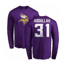 NFL Nike Minnesota Vikings #31 Ameer Abdullah Purple Name & Number Logo Long Sleeve T-Shirt