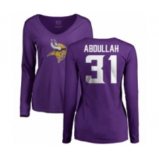 NFL Women's Nike Minnesota Vikings #31 Ameer Abdullah Purple Name & Number Logo Slim Fit Long Sleeve T-Shirt