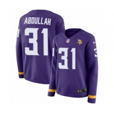 Women's Nike Minnesota Vikings #31 Ameer Abdullah Limited Purple Therma Long Sleeve NFL Jersey