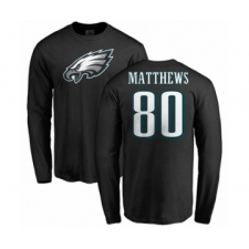 Nike Philadelphia Eagles #80 Jordan Matthews Black Name & Number Logo Long Sleeve T-Shirt