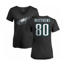 Women's Nike Philadelphia Eagles #80 Jordan Matthews Black Name & Number Logo Slim Fit T-Shirt