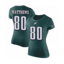 Women's Nike Philadelphia Eagles #80 Jordan Matthews Green Rush Pride Name & Number T-Shirt