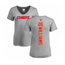 NFL Women's Nike Kansas City Chiefs #26 Damien Williams Ash Backer V-Neck T-Shirt