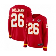 Women's Nike Kansas City Chiefs #26 Damien Williams Limited Red Therma Long Sleeve NFL Jersey