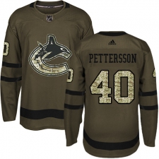 Men's Adidas Vancouver Canucks #40 Elias Pettersson Green Salute to Service Stitched NHL Jersey