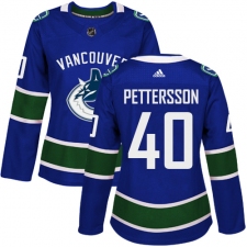 Women's Adidas Vancouver Canucks #40 Elias Pettersson Blue Home Authentic Stitched NHL Jersey