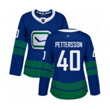 Women's Vancouver Canucks #40 Elias Pettersson Authentic Royal Blue Alternate Hockey Jersey