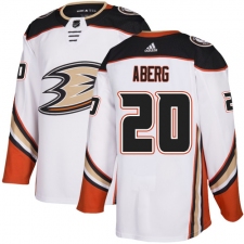 Men's Adidas Anaheim Ducks #20 Pontus Aberg White Road Authentic Stitched NHL Jersey