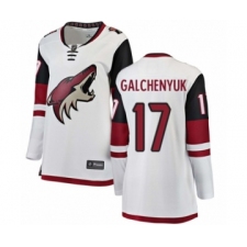 Women's Arizona Coyotes #17 Alex Galchenyuk Authentic White Away Fanatics Branded Breakaway NHL Jersey