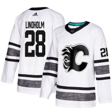 Men's Adidas Calgary Flames #28 Elias Lindholm White 2019 All-Star Game Parley Authentic Stitched NHL Jersey
