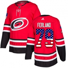 Men's Adidas Carolina Hurricanes #79 Michael Ferland Red Home Authentic USA Flag Stitched NHL Jersey
