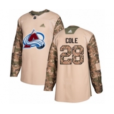 Men's Adidas Colorado Avalanche #28 Ian Cole Authentic Camo Veterans Day Practice NHL Jersey