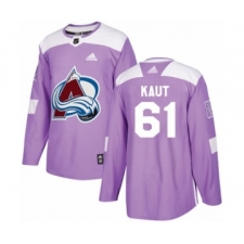 Men's Adidas Colorado Avalanche #61 Martin Kaut Authentic Purple Fights Cancer Practice NHL Jersey