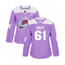 Women's Adidas Colorado Avalanche #61 Martin Kaut Authentic Purple Fights Cancer Practice NHL Jersey