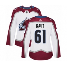 Women's Adidas Colorado Avalanche #61 Martin Kaut Authentic White Away NHL Jersey