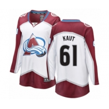 Women's Colorado Avalanche #61 Martin Kaut Authentic White Away Fanatics Branded Breakaway NHL Jersey