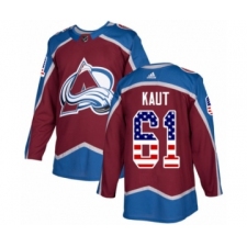 Youth Adidas Colorado Avalanche #61 Martin Kaut Authentic Burgundy Red USA Flag Fashion NHL Jersey