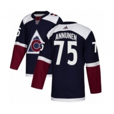 Men's Adidas Colorado Avalanche #75 Justus Annunen Premier Navy Blue Alternate NHL Jersey