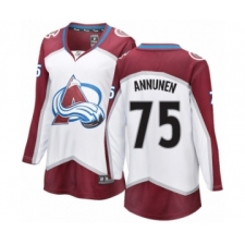 Women's Colorado Avalanche #75 Justus Annunen Authentic White Away Fanatics Branded Breakaway NHL Jersey