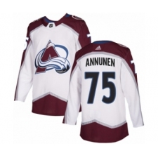 Youth Adidas Colorado Avalanche #75 Justus Annunen Authentic White Away NHL Jersey