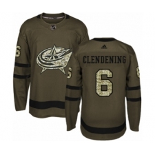 Men's Adidas Columbus Blue Jackets #6 Adam Clendening Authentic Green Salute to Service NHL Jersey