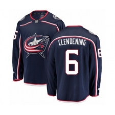 Men's Columbus Blue Jackets #6 Adam Clendening Authentic Navy Blue Home Fanatics Branded Breakaway NHL Jersey