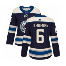 Women's Adidas Columbus Blue Jackets #6 Adam Clendening Premier Navy Blue Alternate NHL Jersey