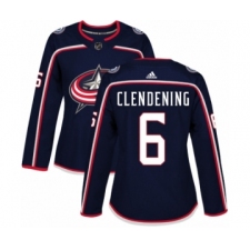 Women's Adidas Columbus Blue Jackets #6 Adam Clendening Premier Navy Blue Home NHL Jersey