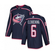 Youth Adidas Columbus Blue Jackets #6 Adam Clendening Authentic Navy Blue Home NHL Jersey